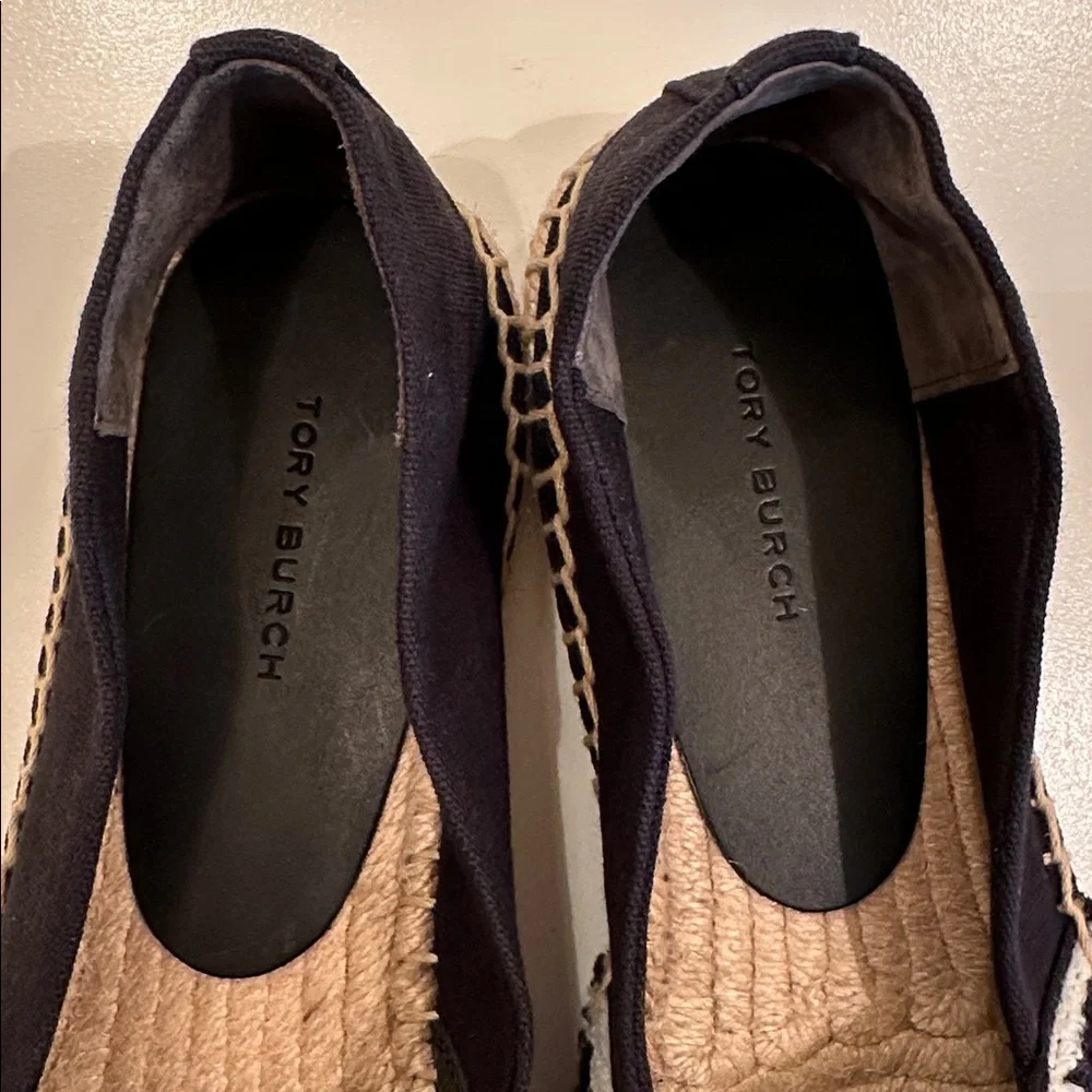 New Tory Burch Black and White Patterned Espadrilles. Size 8.5.